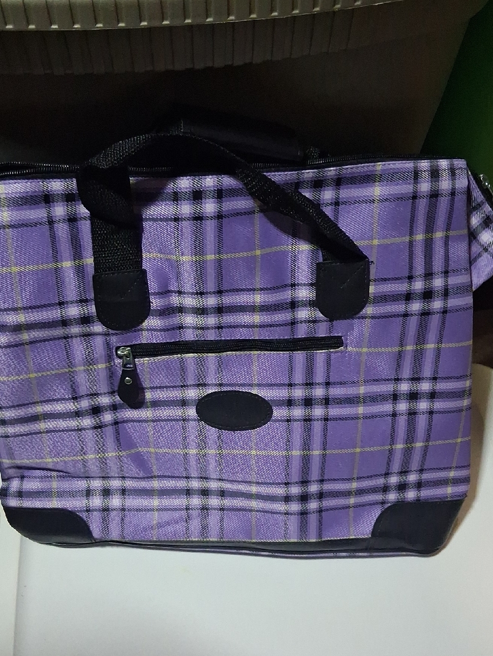 Purple Plaid Travel Tote